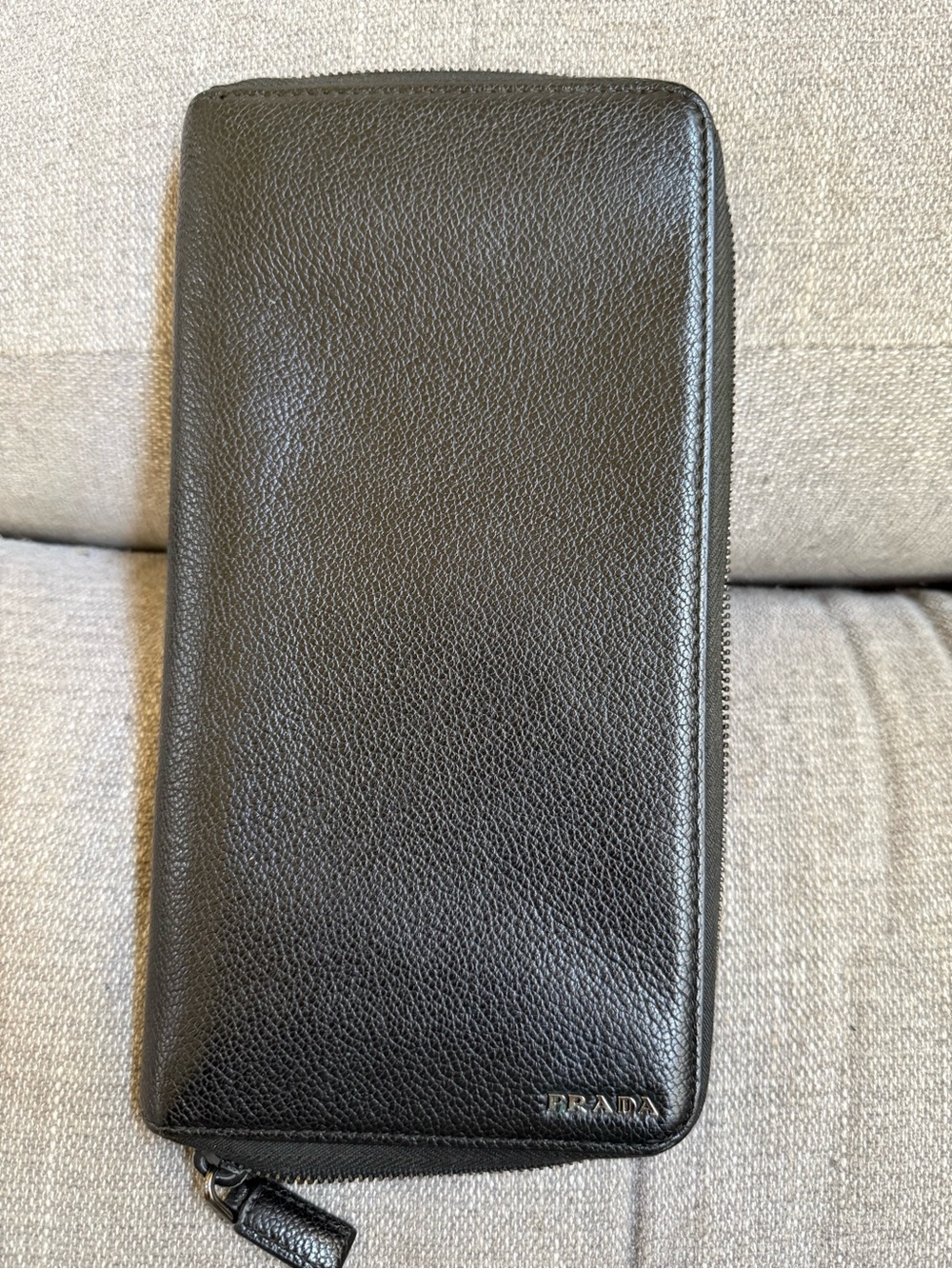 PRADA LEATHER TRAVEL WALLET